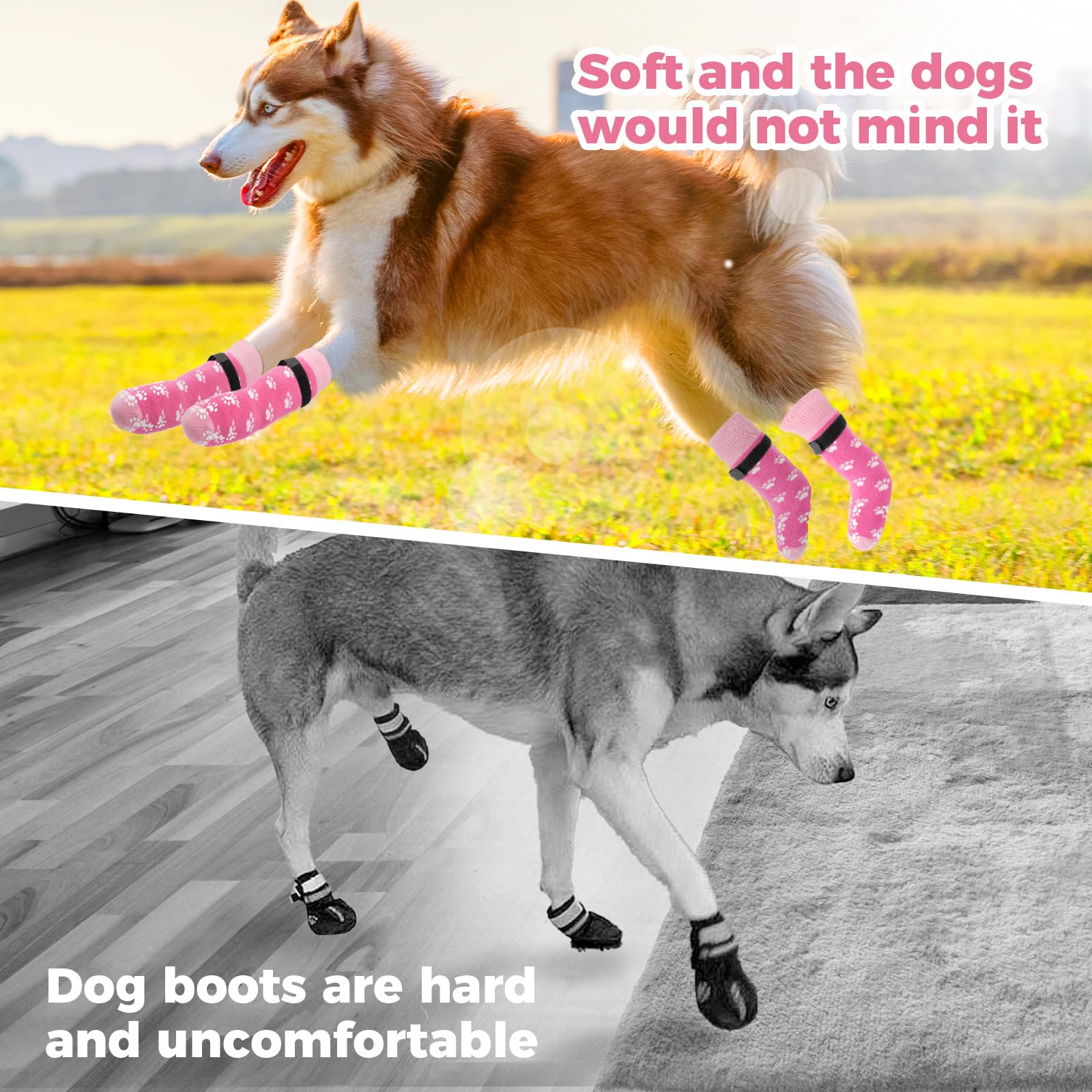 Runpaws socks pink XS retaining strap prevents slipping during play