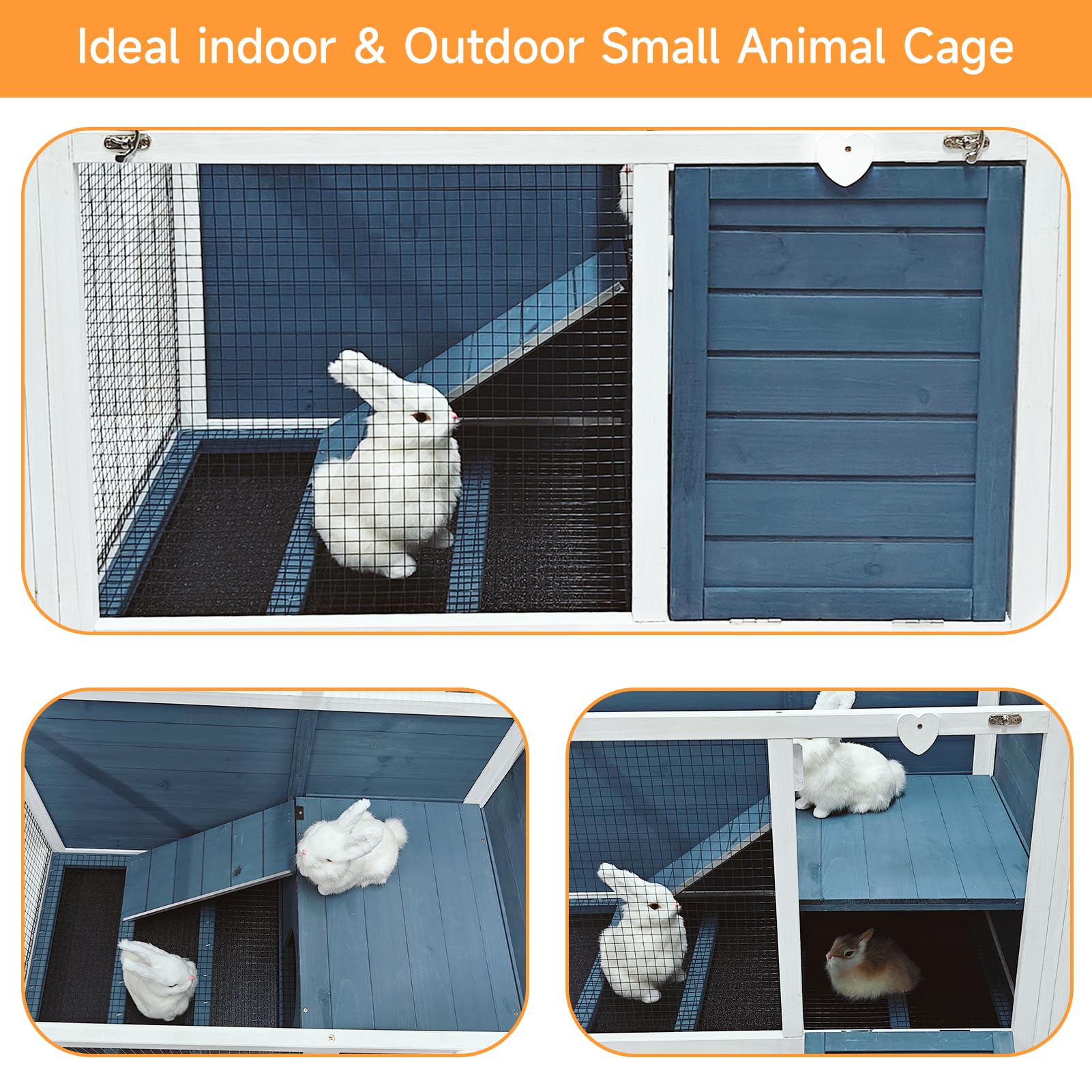 RUNSHED indoor hutch shows pull out waste tray for simple maintenance
