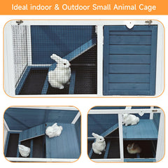 RUNSHED indoor hutch shows pull out waste tray for simple maintenance