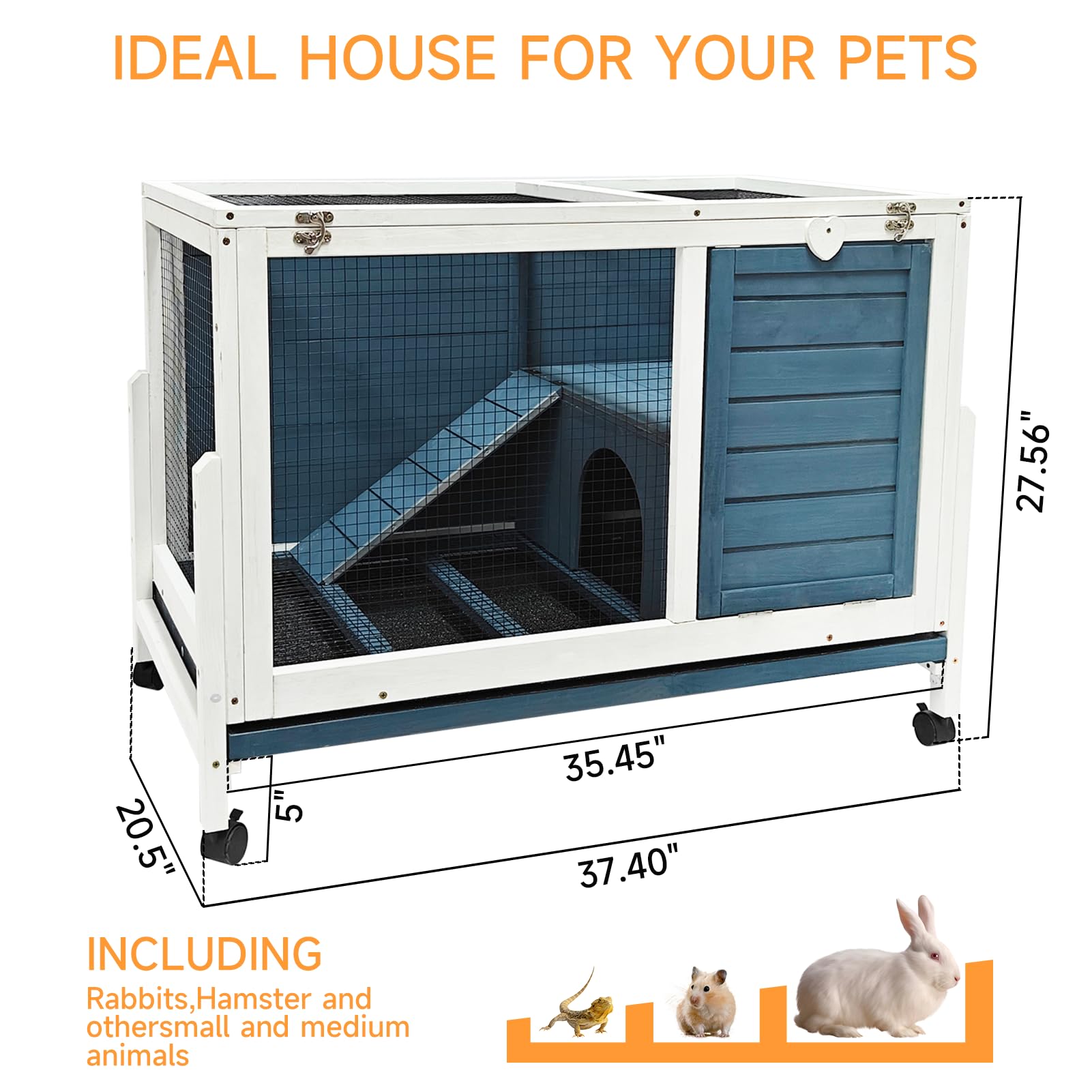 RUNSHED bunny hutch grid top door opens for easy access and interaction