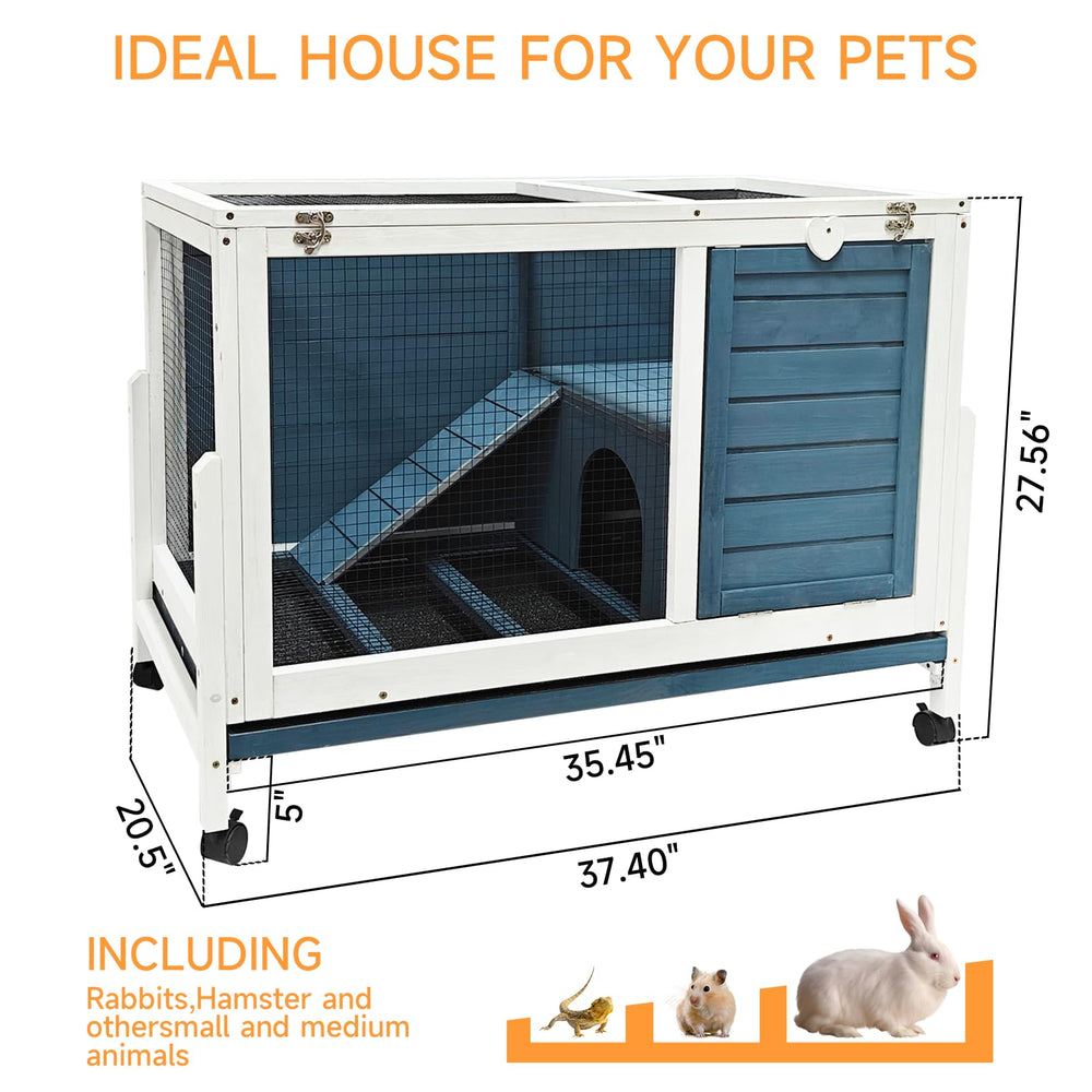 RUNSHED bunny hutch grid top door opens for easy access and interaction