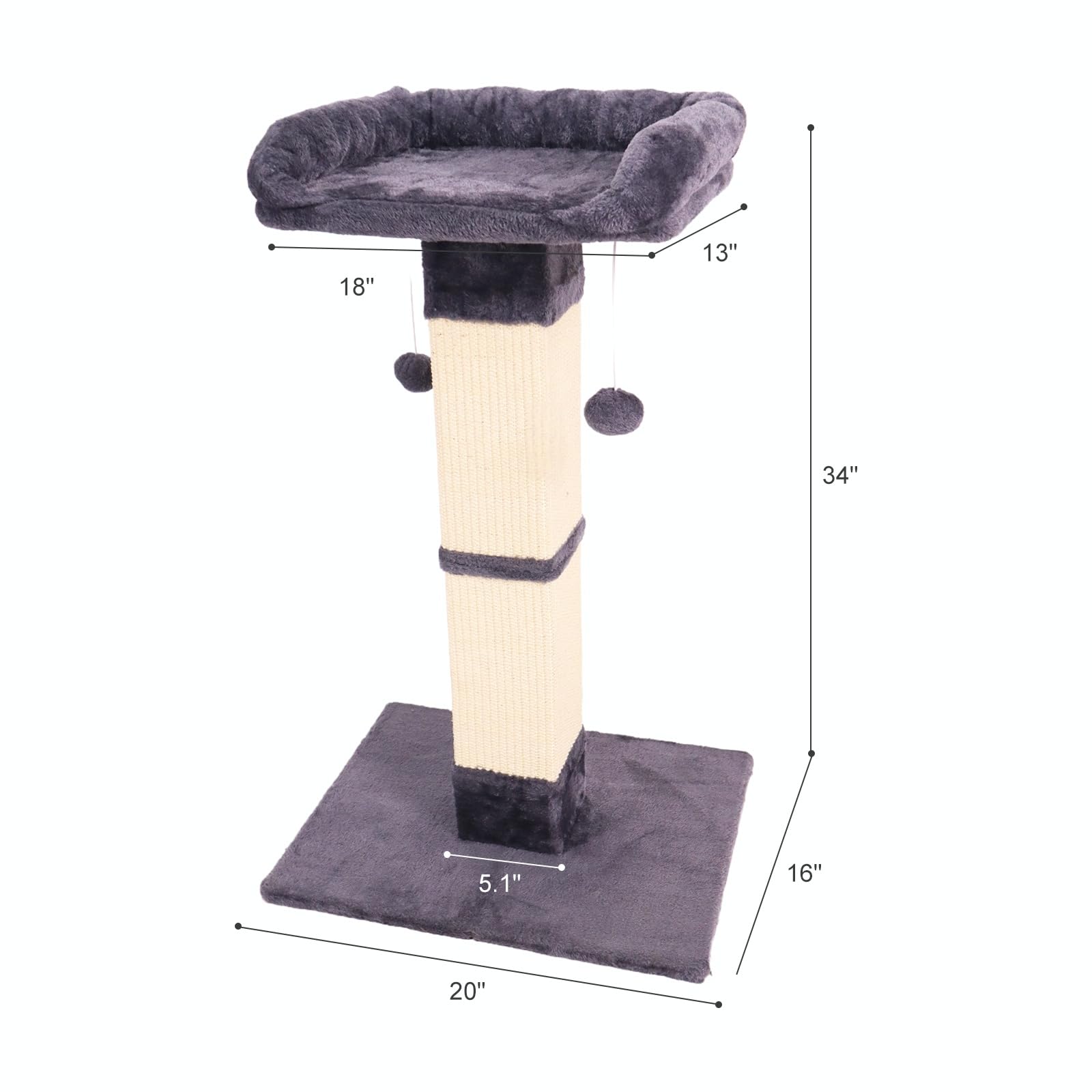 Runske 34-inch cat scratching post pole—durable sisal post satisfies scratching instincts