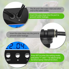 RUNWUSHENG adjustable-nozzle 360-degree demonstrates versatile spray angles around the enclosure.