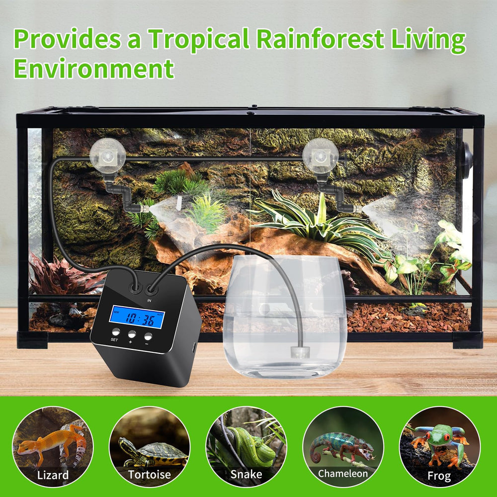 RUNWUSHENG reptile mister system mist dispersion over terrarium foliage