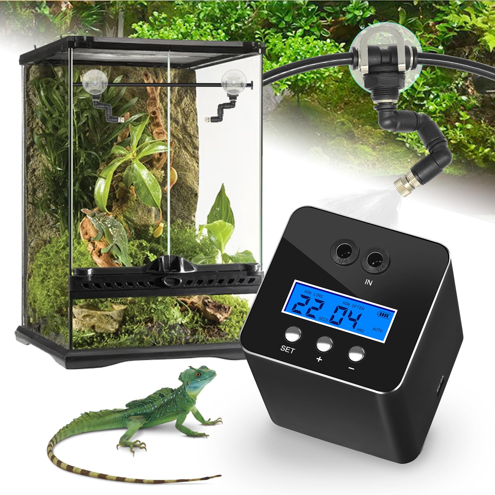 RUNWUSHENG reptile mister system front view for terrarium humidity