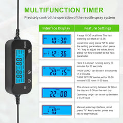 RUNWUSHENG Reptile Mister System timer control highlighting simple spray scheduling.