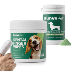 RunyePet deep dental kit wipes closeup for easy at-home cleaning.