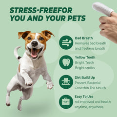 RunyePet dog and cat dental wipes in use for easy application.