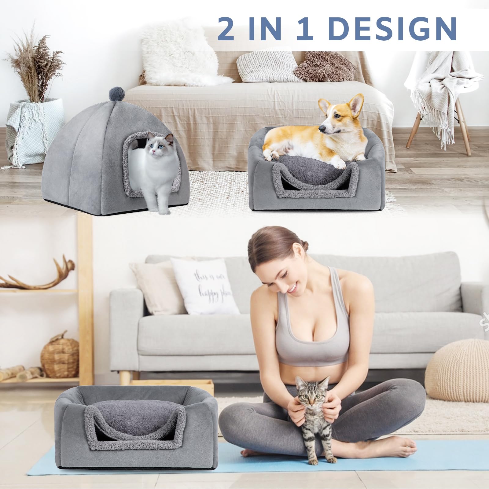 RUONARIER cave interior with plush ball for play and comfort