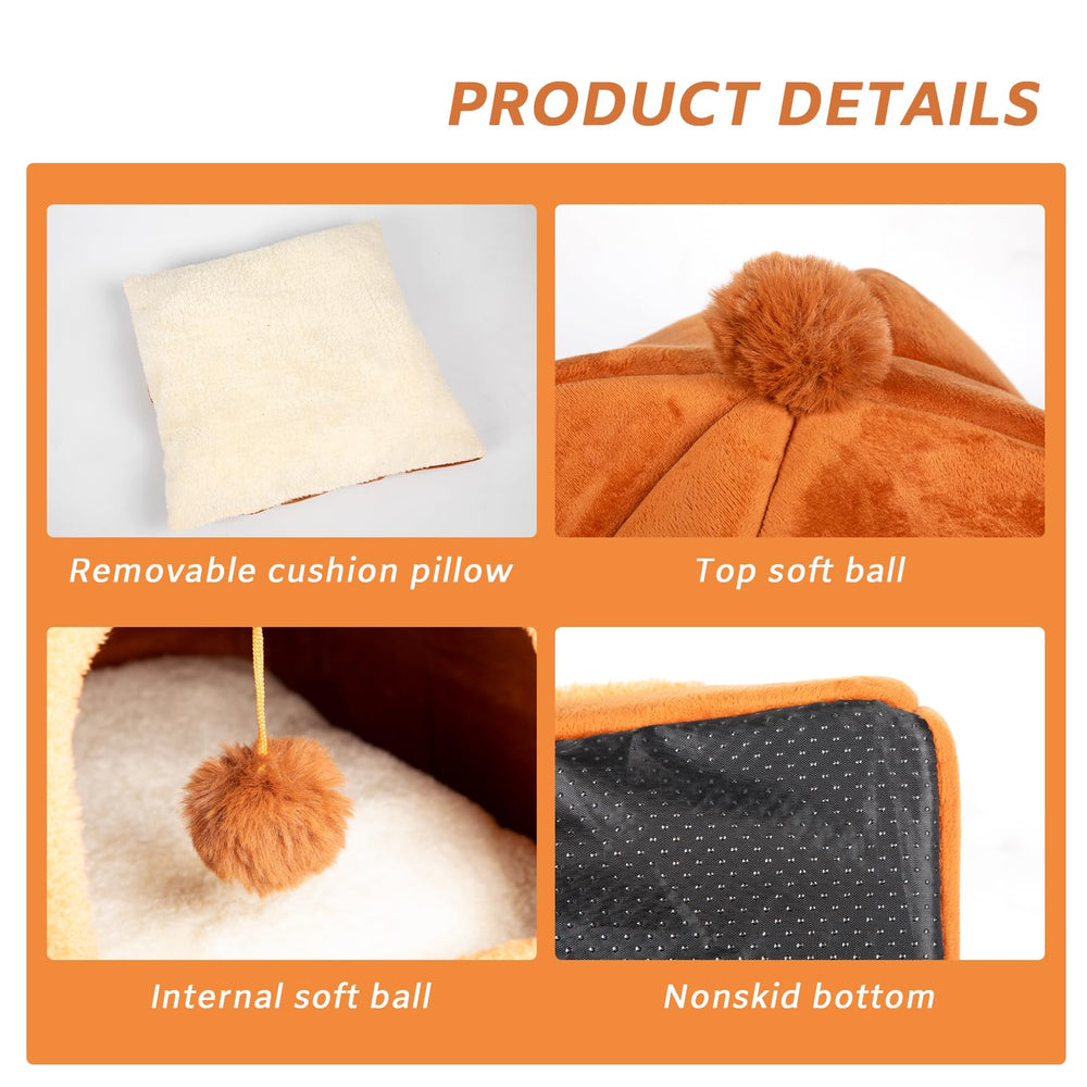 RUONARIER cat bed non-slip bottom keeps bed steady on hardwood floors.