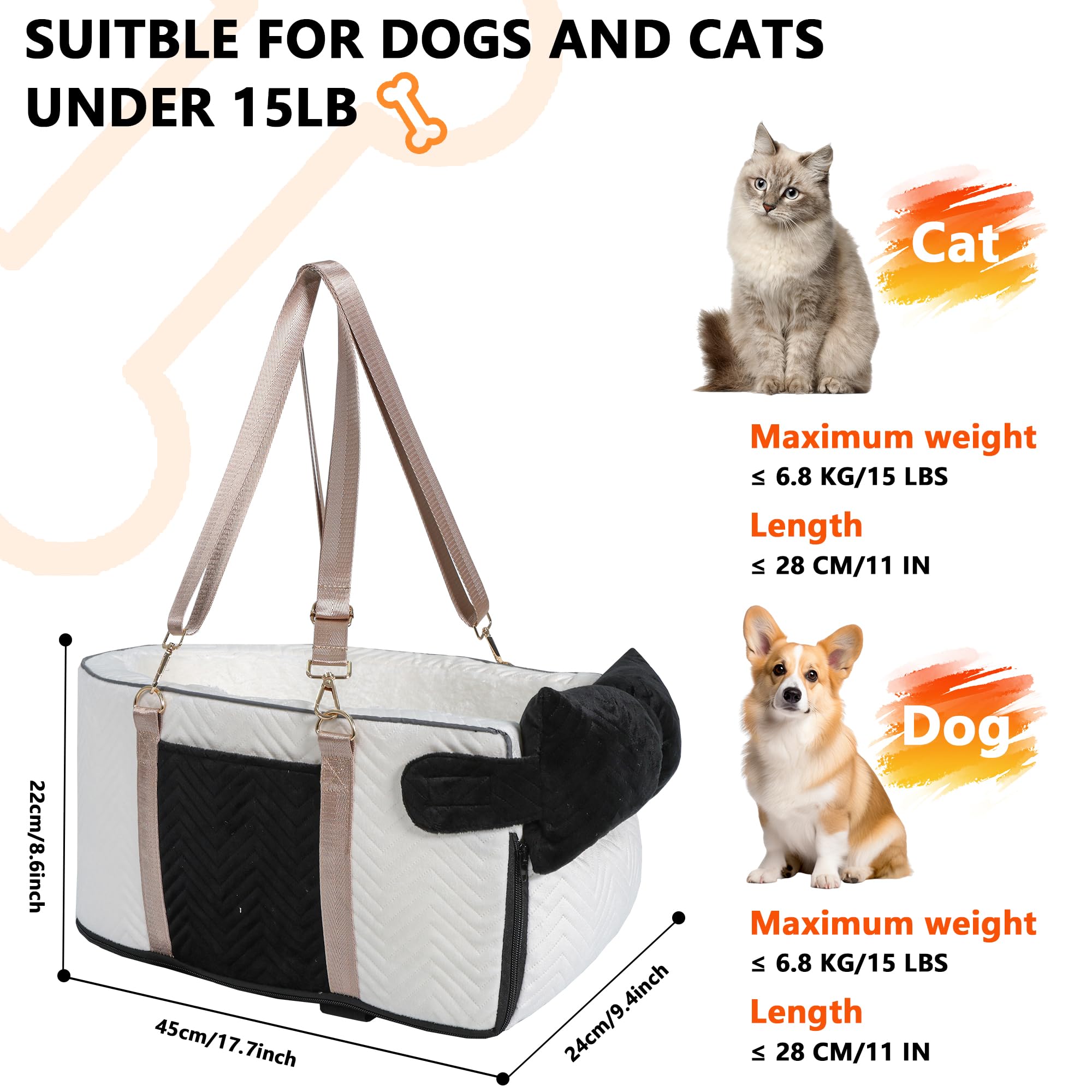 RUONARIER center-console dog car seat offers quick access and stable resting space.