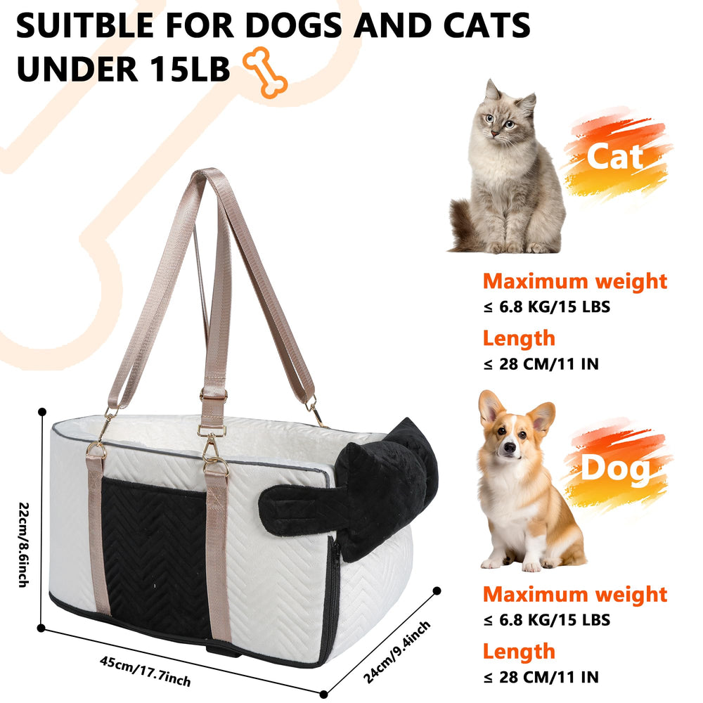 RUONARIER center-console dog car seat offers quick access and stable resting space.
