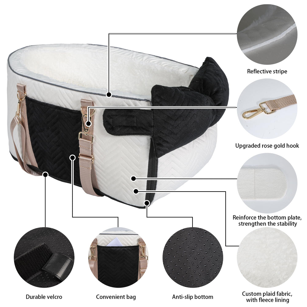 RUONARIER travel-friendly dog car seat fits most car interiors.