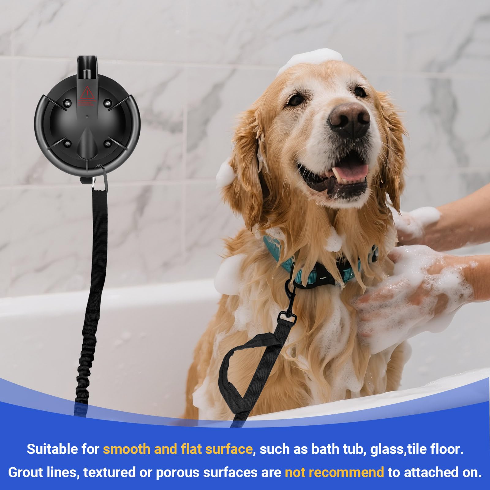 Ruppence portable suction cup attaches to shower walls, tubs, or glass.