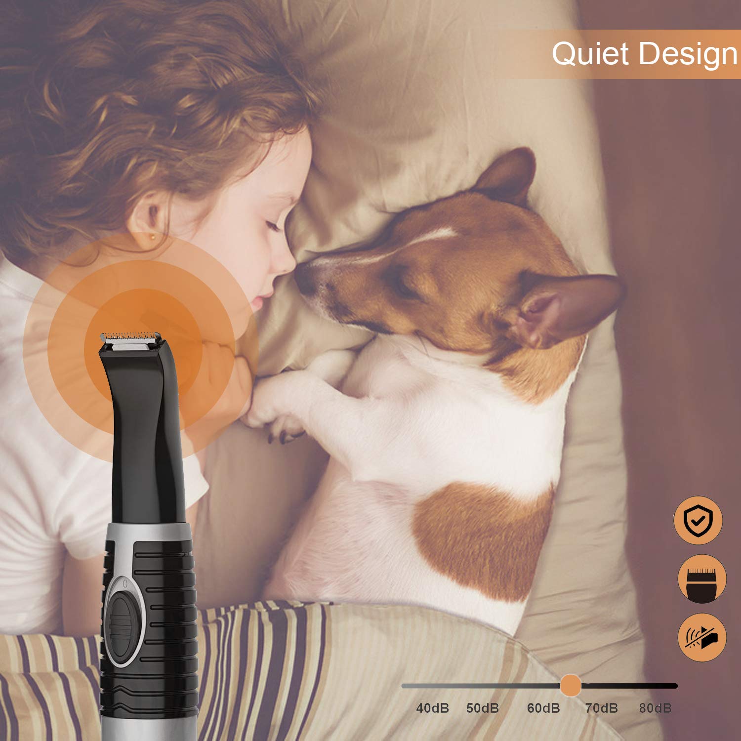 Ruri's dog clippers use a super mute motor to reduce grooming stress.