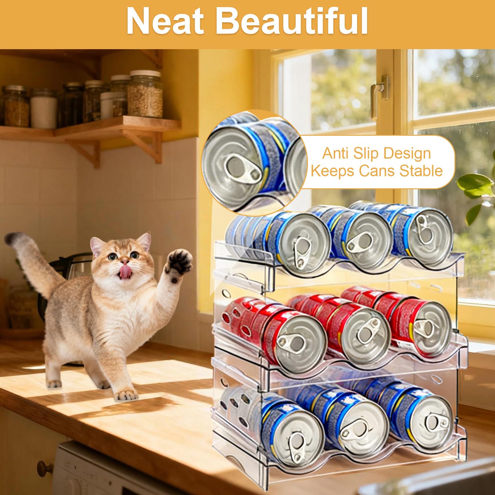 Rvelidode cat can organizer easy-assembly simplifies pantry setup and deployment.
