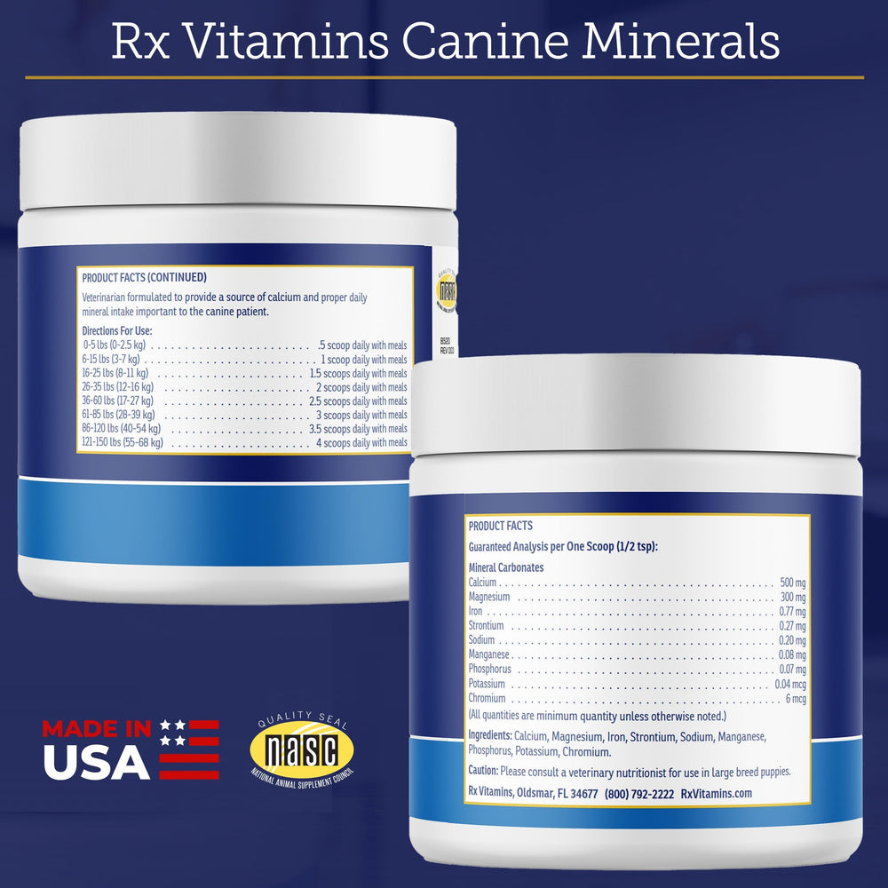 Rx Vitamins Canine Minerals supports joints and mobility through essential minerals.