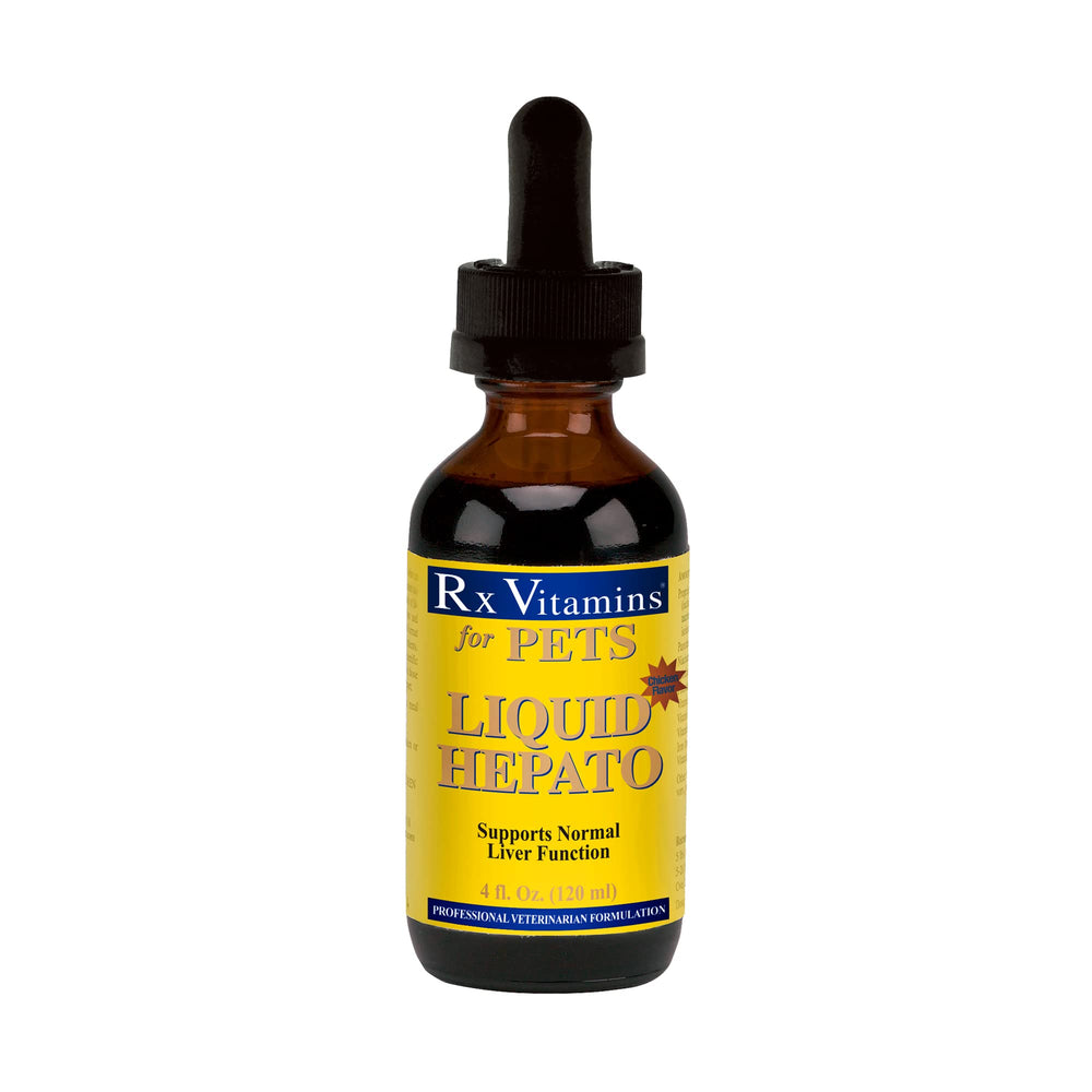 Rx Vitamins Chicken Flavor Hepato bottle highlights tasty palatability for easy dosing