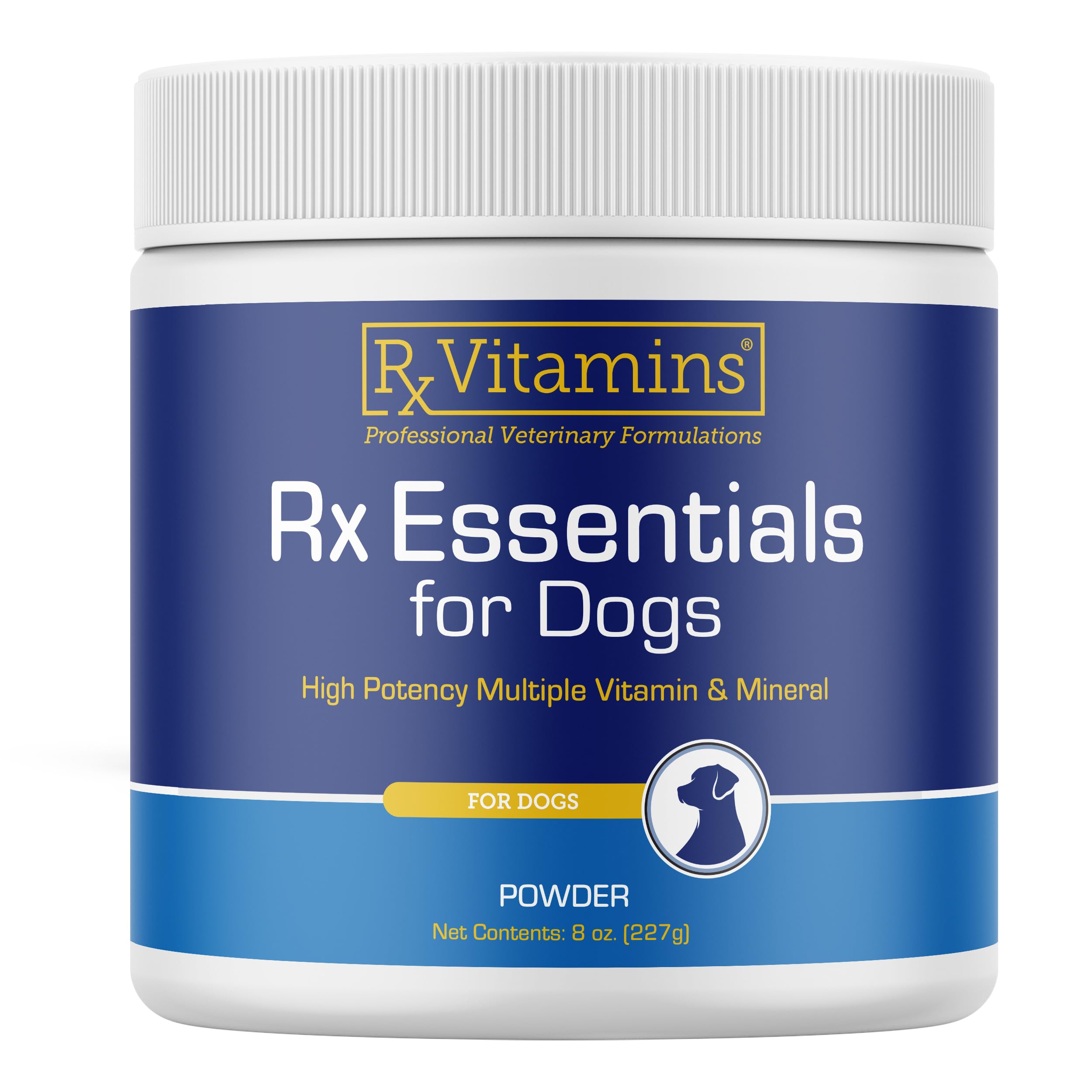 Rx Vitamins Dogs Essentials Daily Powder Bottle supports balanced daily nutrition