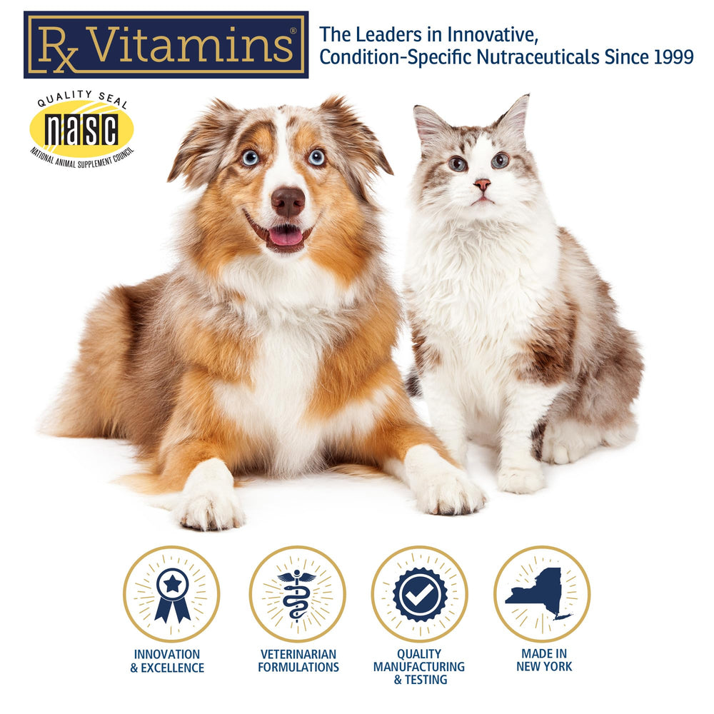 Rx Vitamins Nutritional Support vet-approved seal on packaging.