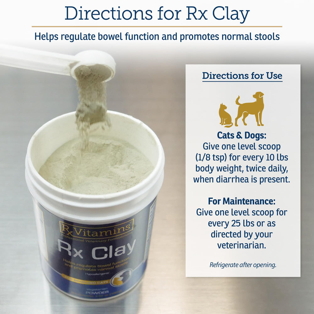 Rx Vitamins Rx Edible Clay Powder sprinkled into pet food for gas relief.