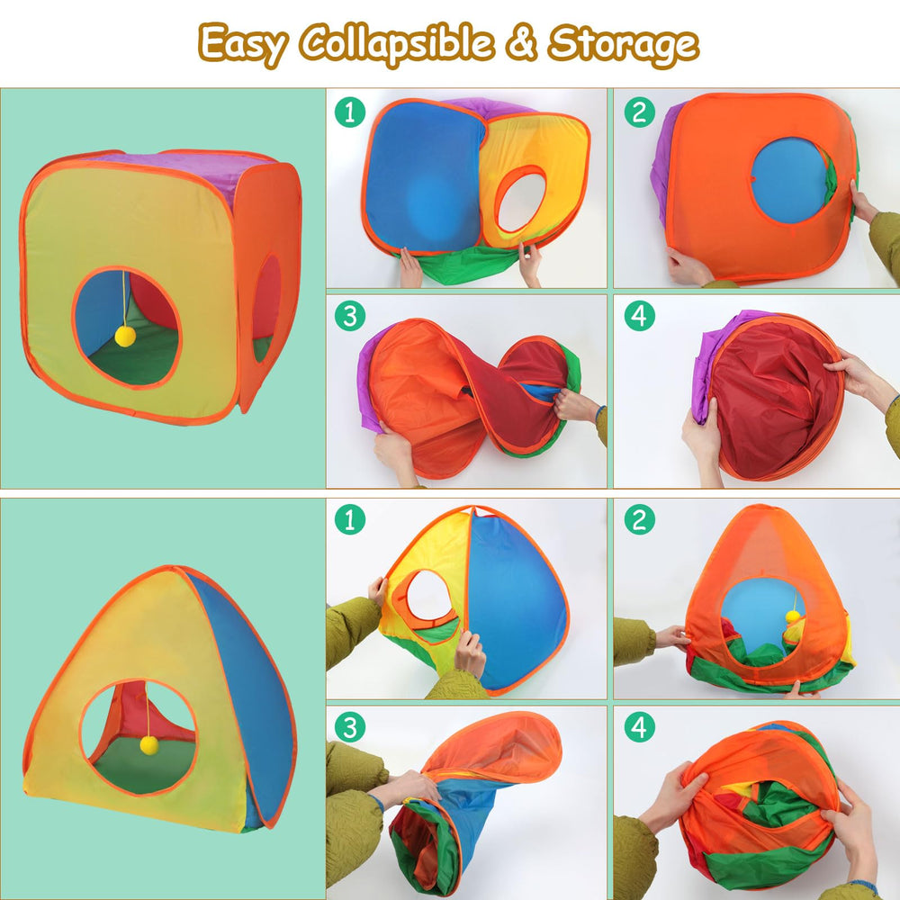 Rypet 3-in-1 design combining tunnel, cube, and tent for versatile play.