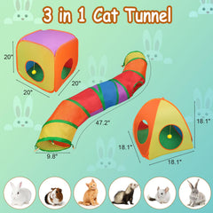 Rypet cat tunnels detachable design showing flexible shapes for kitten creativity.