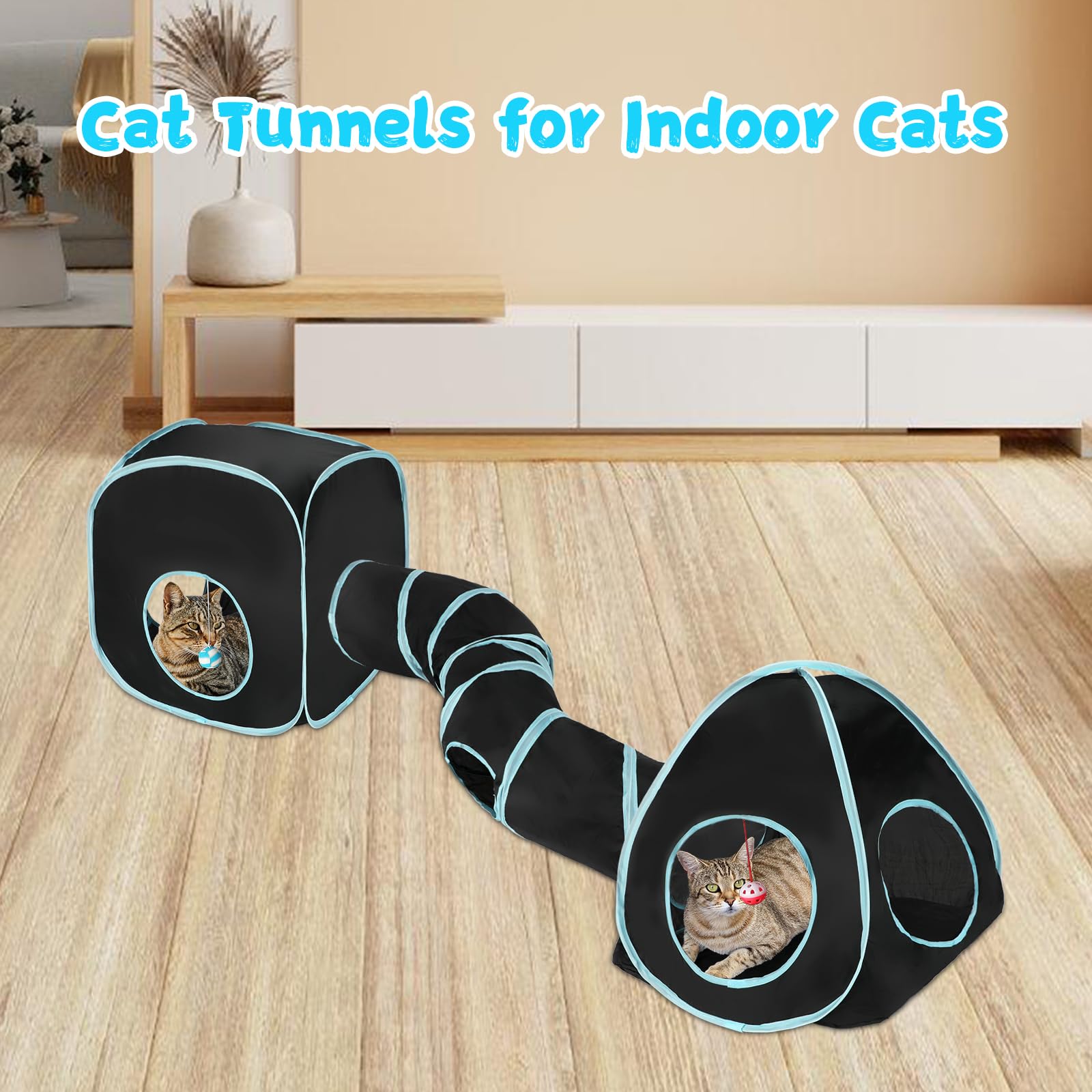 Rypet cat tunnels built with tear-resistant polyester and a steel frame for durability.