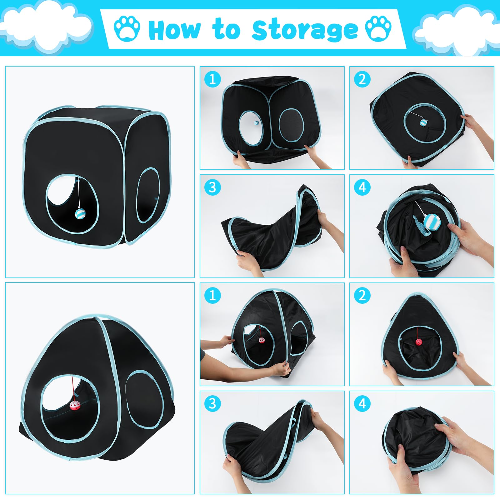 Rypet cat tunnels easy setup enables quick reconfiguration and storage after play.