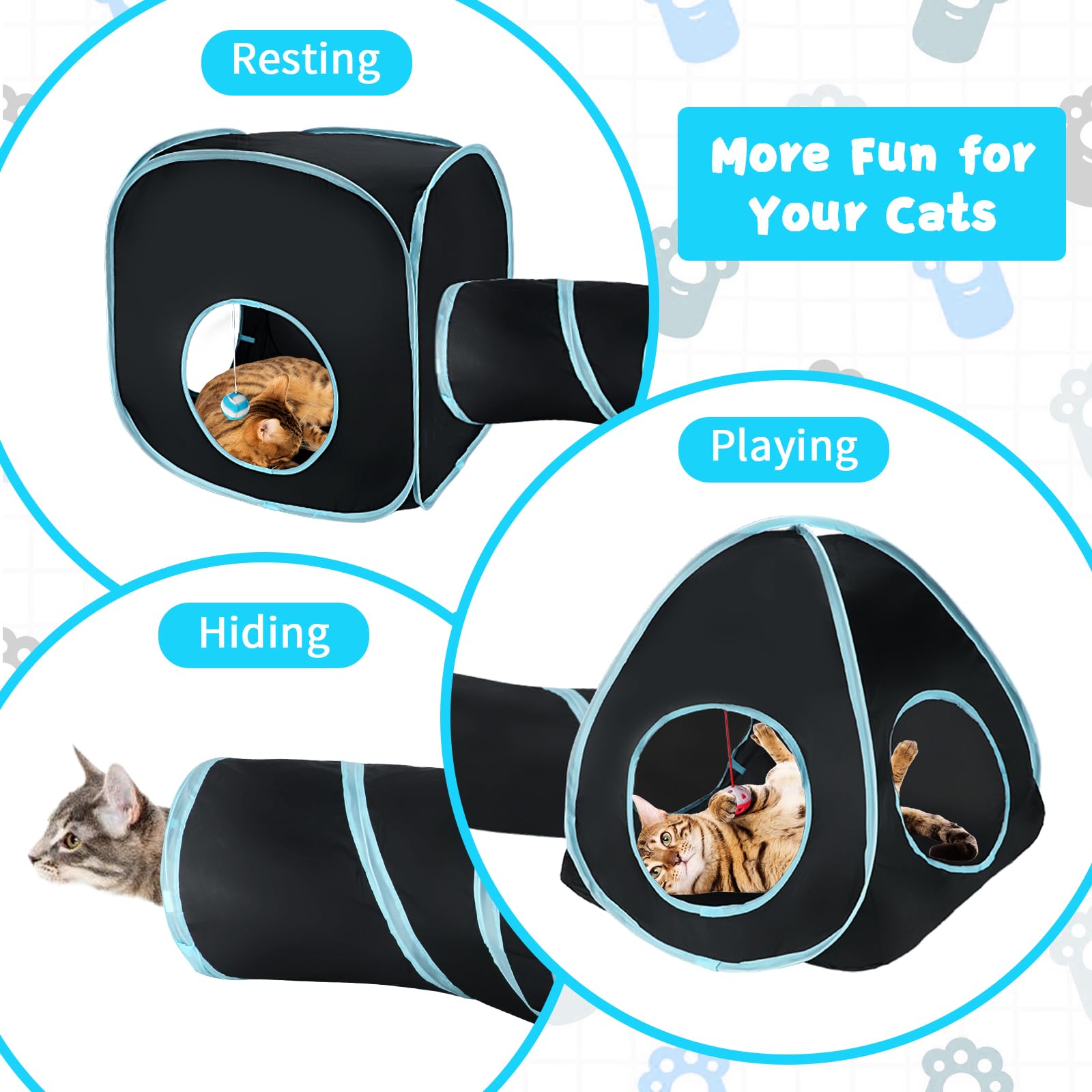 Rypet cat tunnels S-shaped design encourages crawling and exploration during daily play.