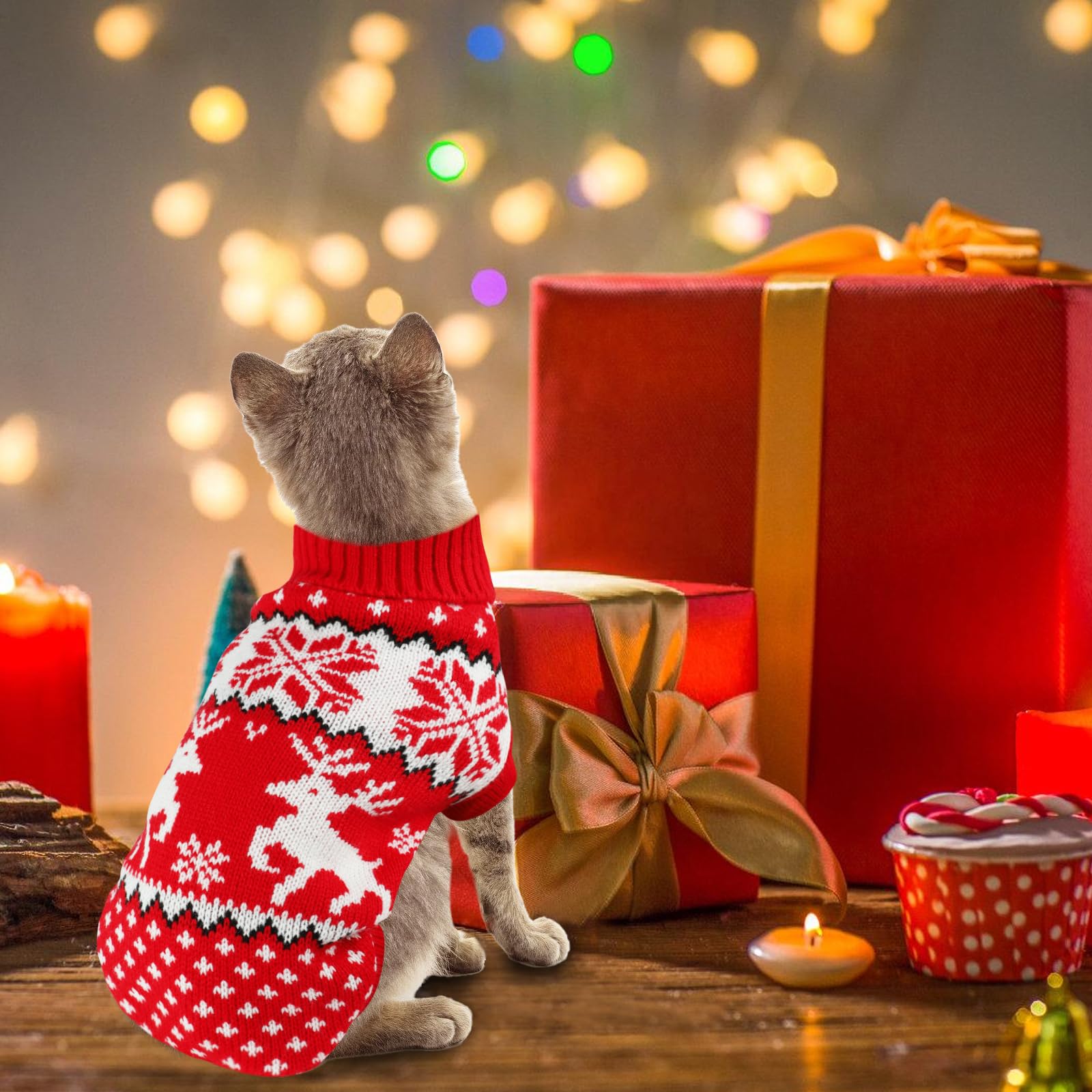 Rypet cat two-color Christmas sweater pack—versatile outfits for holidays.