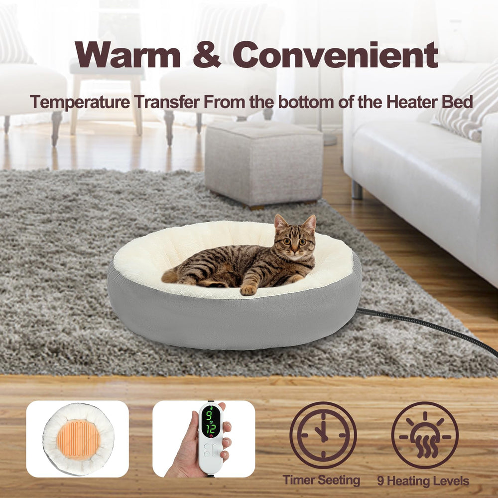 Rypet heated cat bed plush filling closeup cushions joints for comfortable naps.