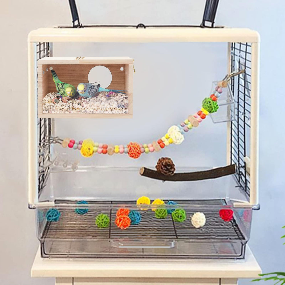 Rypet parakeet nesting box stable mounting bolts keeps placement secure inside or outside cage.