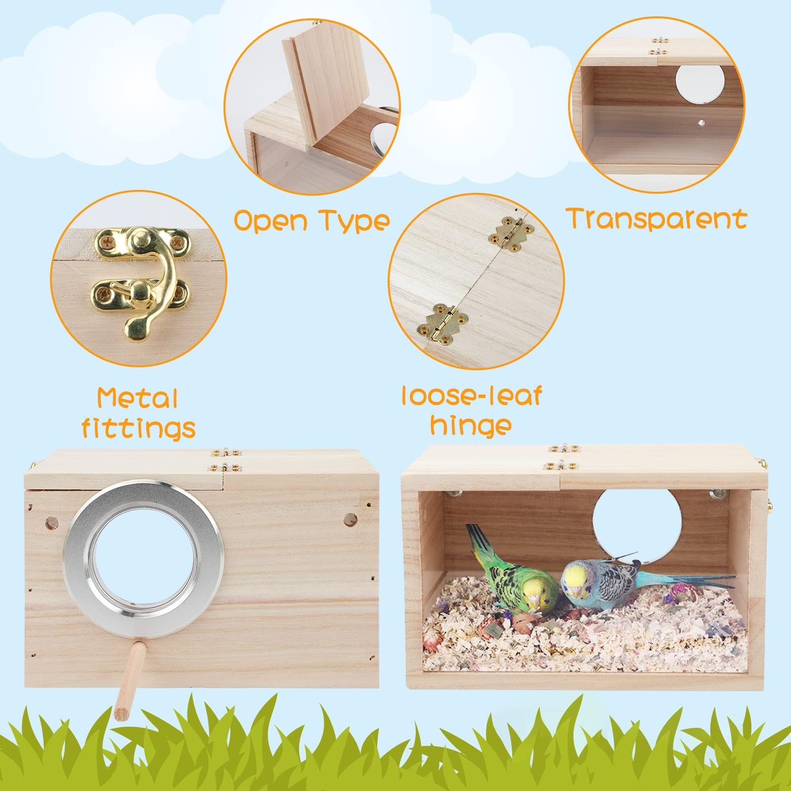Rypet parakeet nesting box wood materials paulownia pine provide natural warmth and insulation.