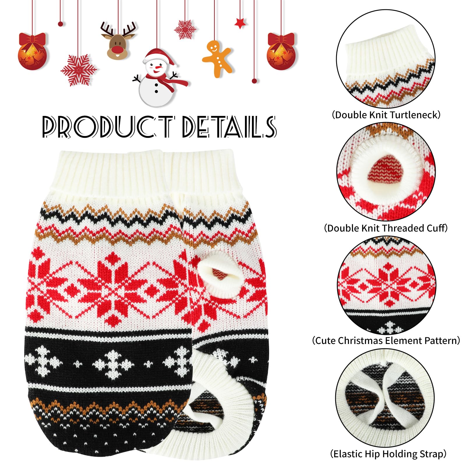 Rypet small-dog winter Christmas sweater—fits small pets for seasonal cuddles.