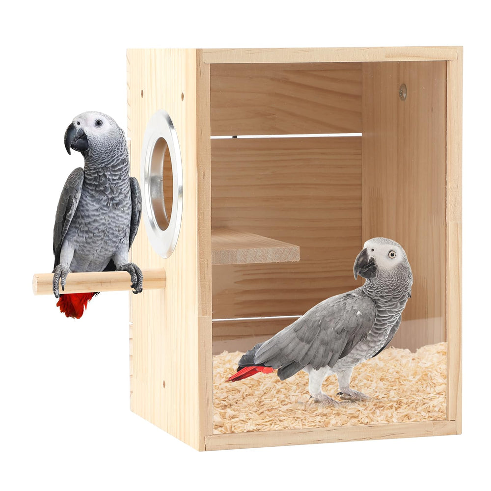 Rypet transparent bird nest box with clear view for monitoring nesting progress.