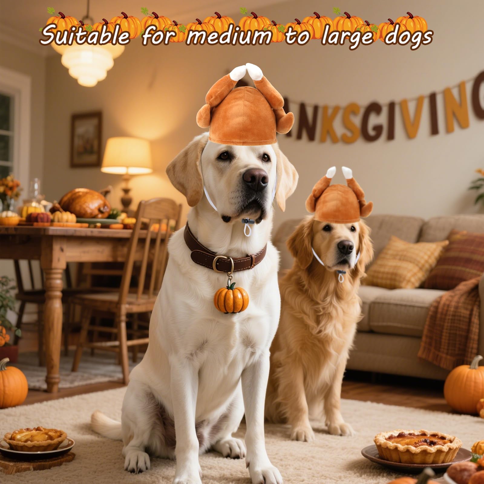 Rypet turkey drumstick hat adjustable elastic band for medium and large dogs