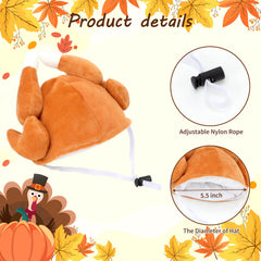 Rypet turkey drumstick hat on dog side angle showcases festive costume appeal