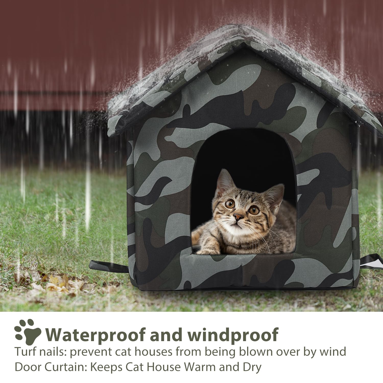 RYUNVOVO cat house size 17.7x15.7x17.7 inches fits one adult cat.