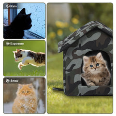 RYUNVOVO cat house with sponge liner keeps interior warm and cozy.