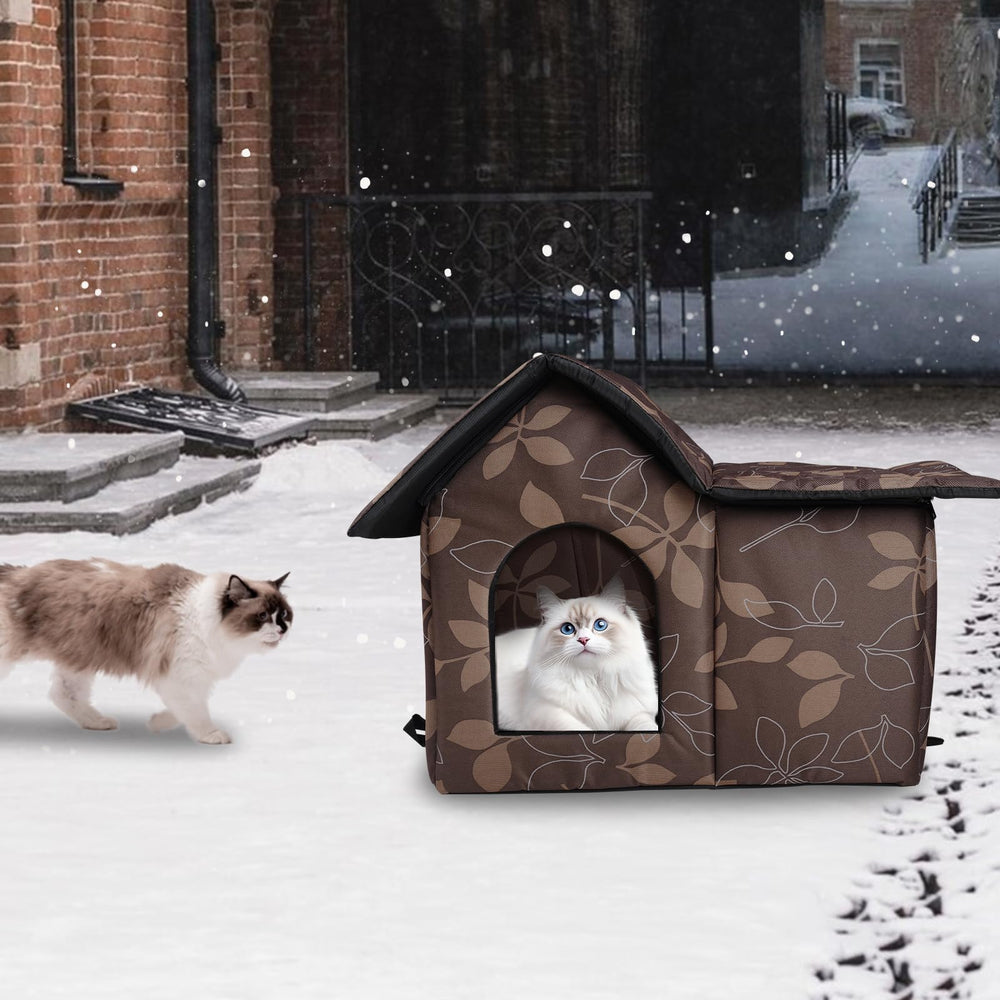 RYUNVOVO cat house size 21x15x17.7 inches accommodates a cat.