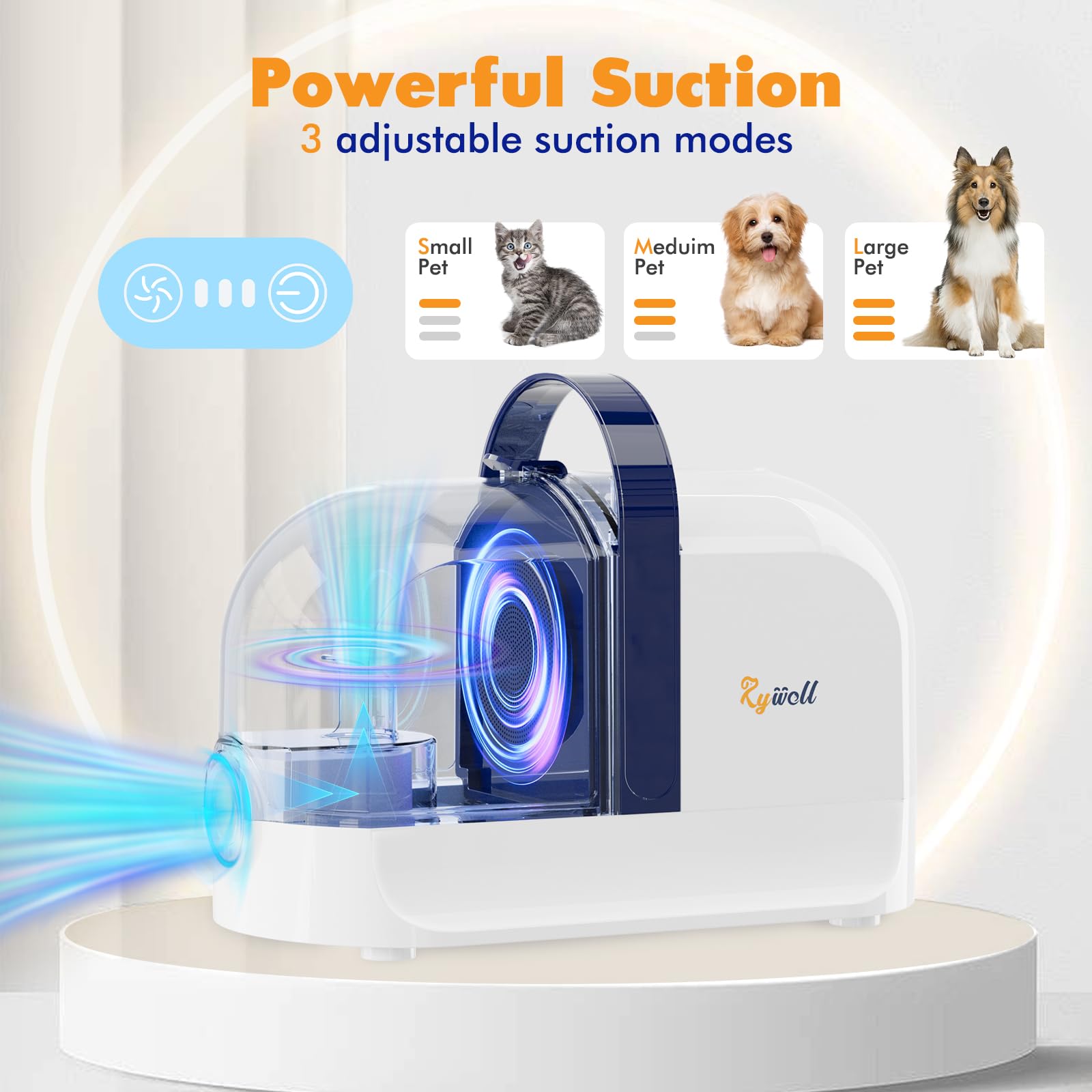 Rywell 12KPa suction lifts fur from carpets and furniture.