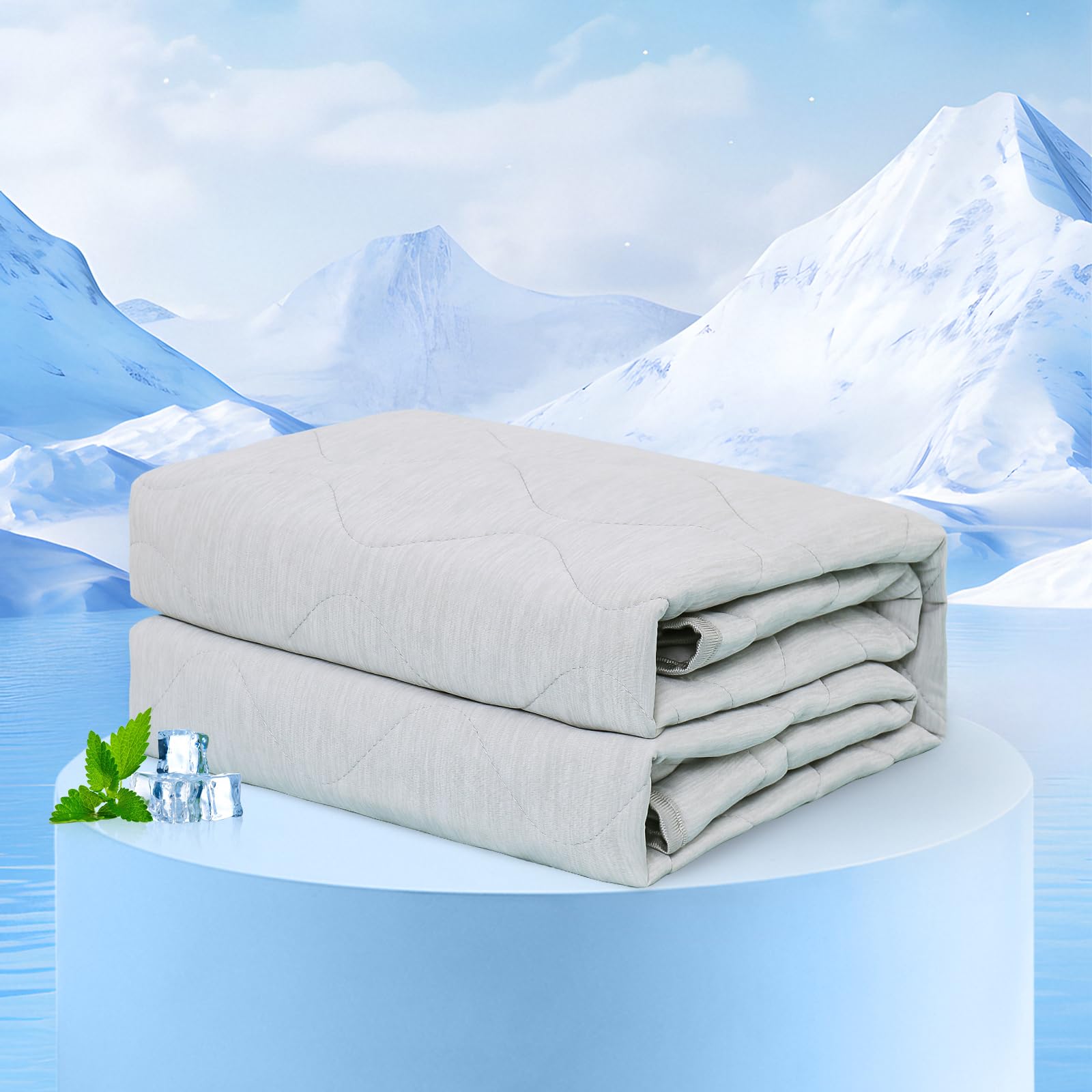Rywell cooling blanket on sofa provides shared comfort for pet and owner.