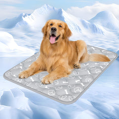 Rywell dog cooling mat elegant-grey demonstrates stylish cooling for large dogs in living spaces.