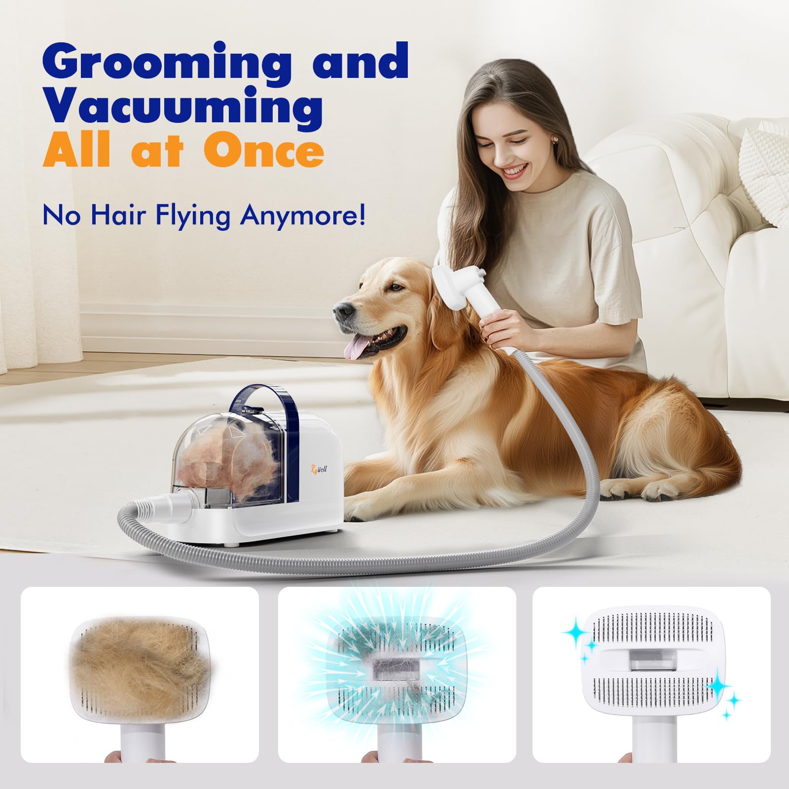 Rywell grooming kit clipper anti-tangle design for smooth at-home trims.