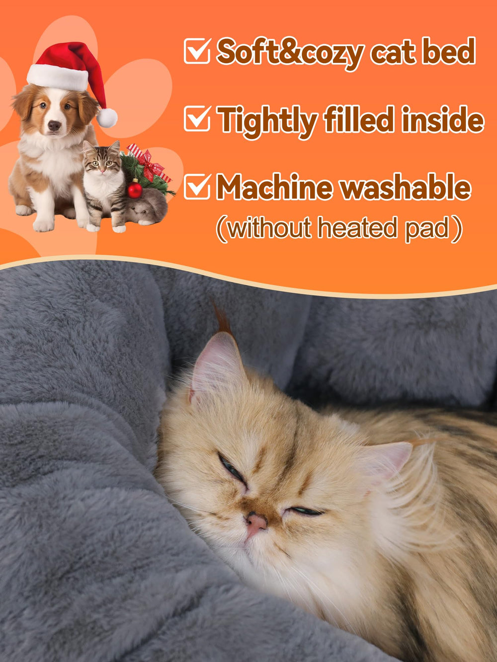 Rywell Heated Cat Bed's non-slip bottom keeps it steady on the floor.