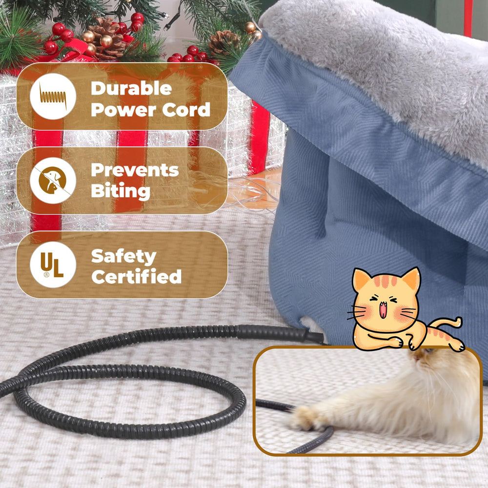 Rywell heated cat bed with non-slip bottom for stable naps.