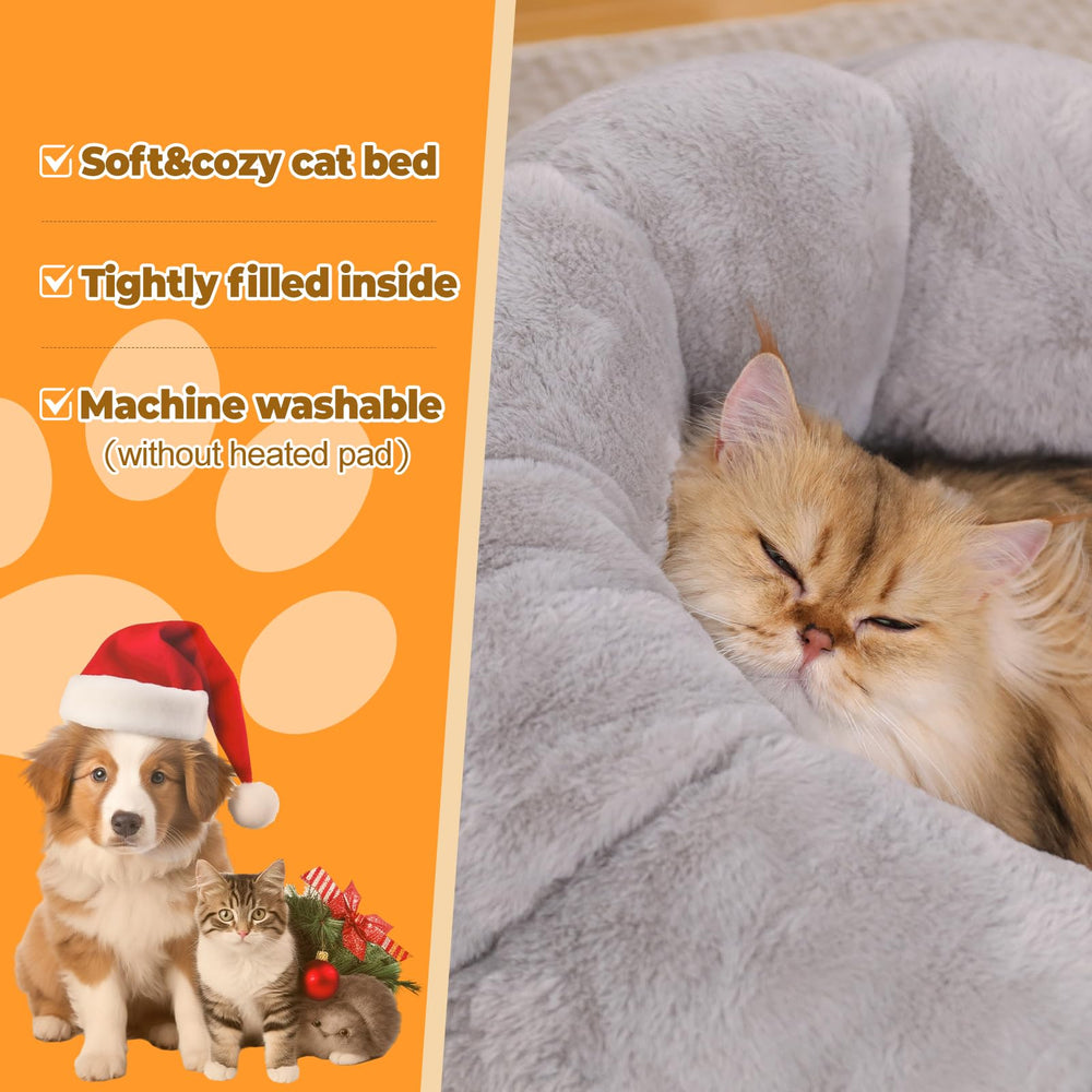 Rywell heated cat bed removable heating pad for quick washing.