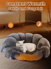 Rywell Heated Cat Bed transformed into castle shape for security and calm.