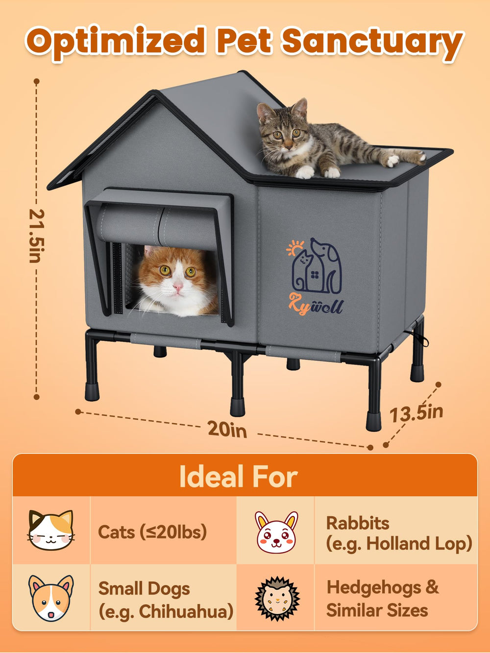 Rywell heated cat house easy-setup communicates fast assembly in minutes.
